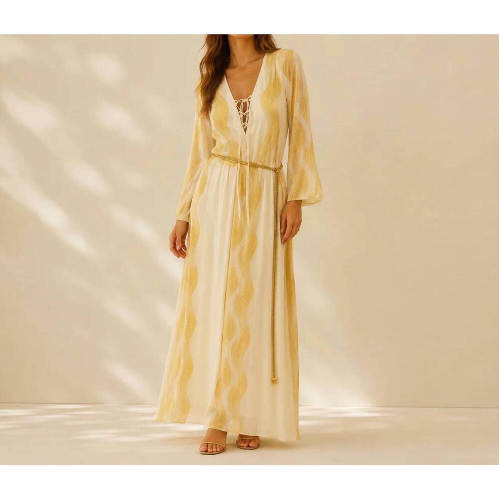 NEW MYSTERY RESORT helios wave maxi dress in off-white